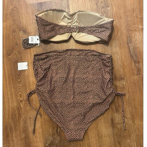 NWT A Pea In The Pod Maternity Cheetah Convertible Two Piece Swimsuit Size L - Picture 5 of 7